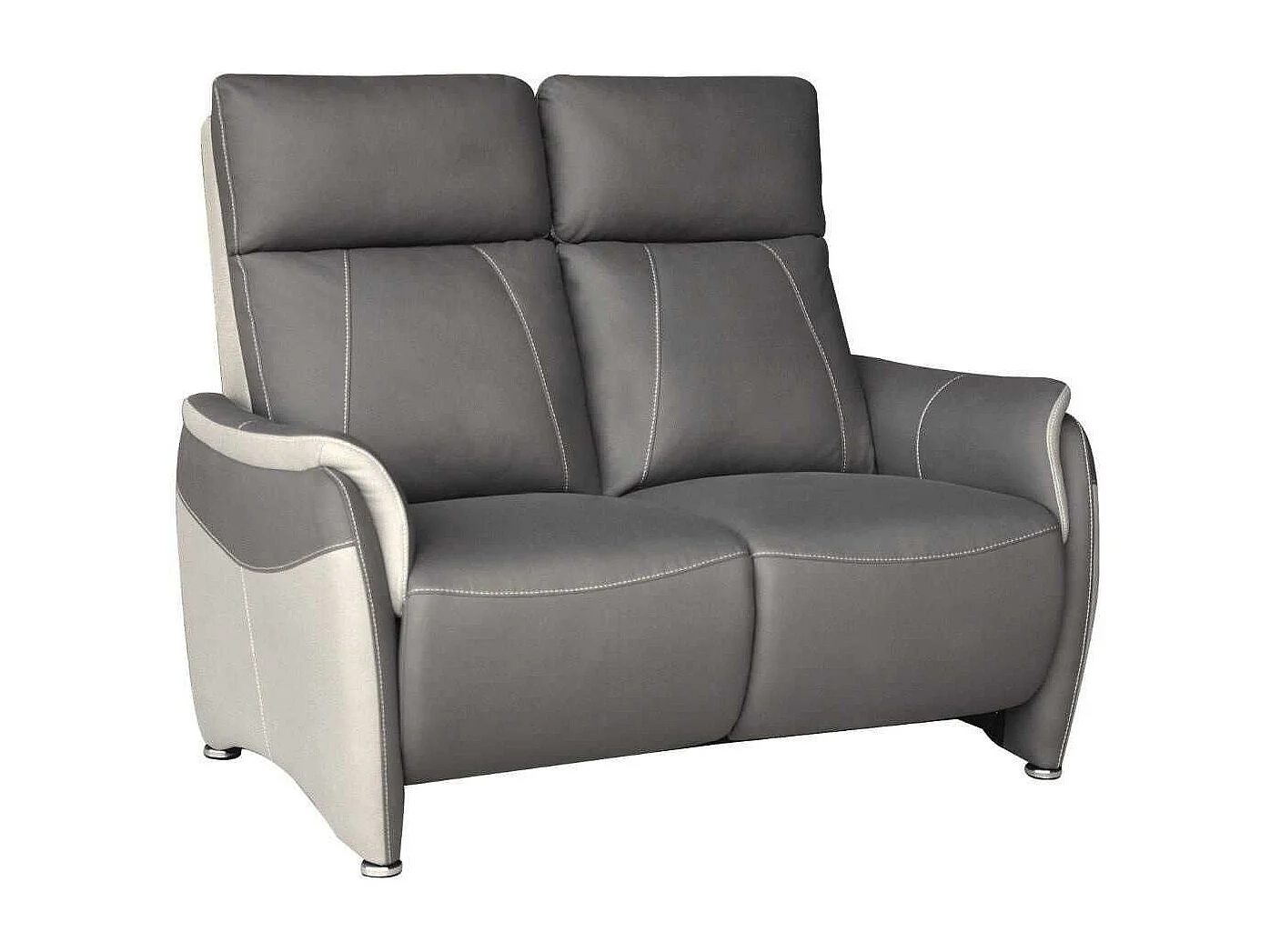 Canapé 2 places fixe tissu micro grain gris plomb et gris perle - SANGY