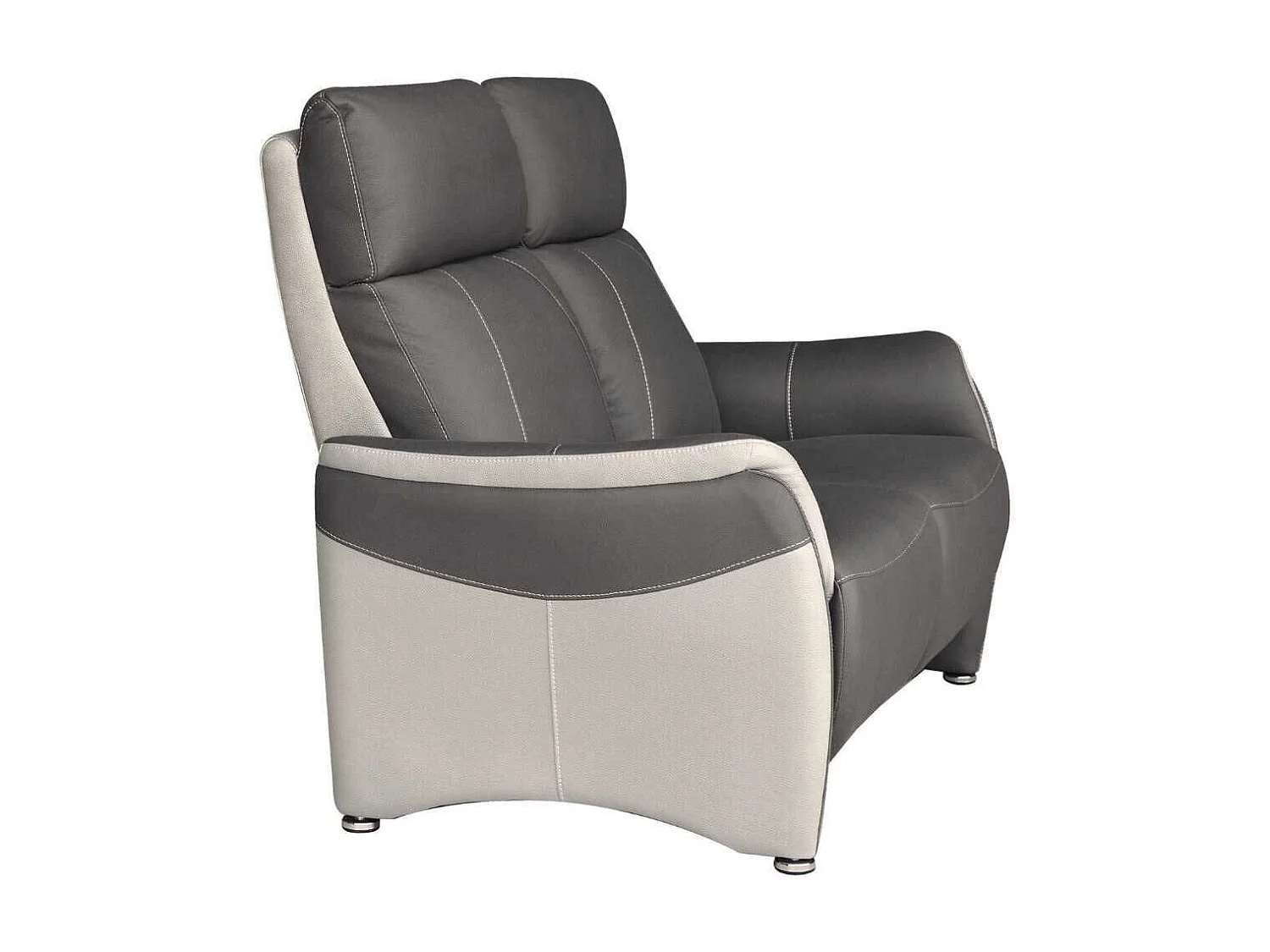 Canapé 2 places fixe tissu micro grain gris plomb et gris perle - SANGY