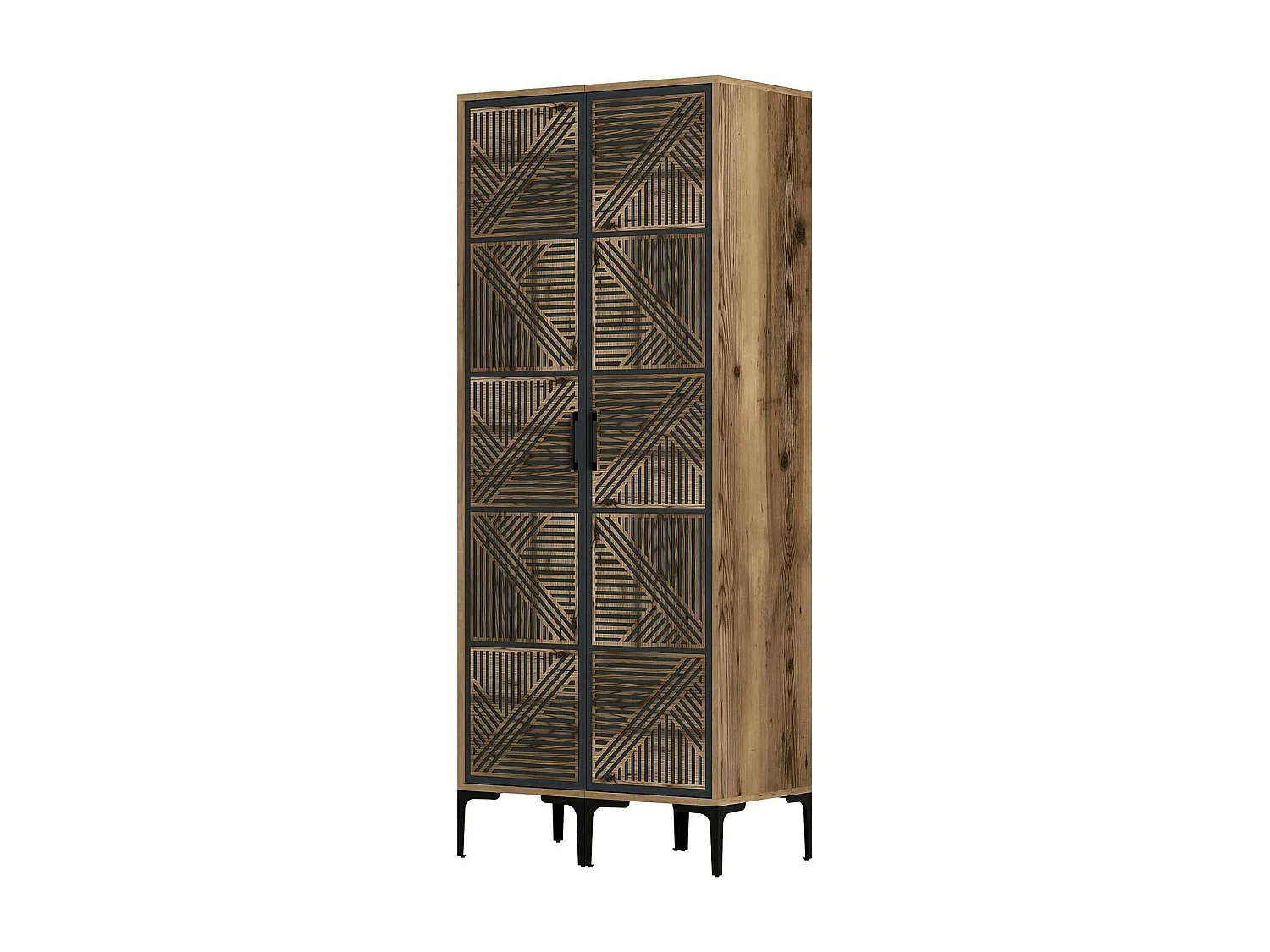 Garde-robe 2 portes Dbonanse, Meubles de chambre, Penderie de plain-pied, Placard à vêtements, 80x201h48 cm, Noyer et Anthracite