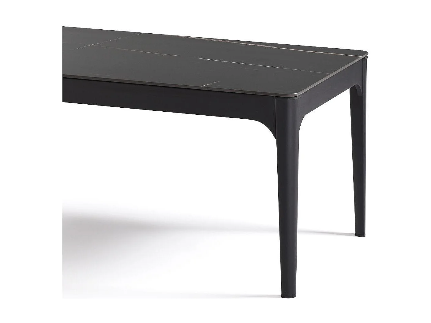 Table basse rectangle plateau MDF placage céramique noir marbré et piètement en acier laqué anthracite - SLEEK