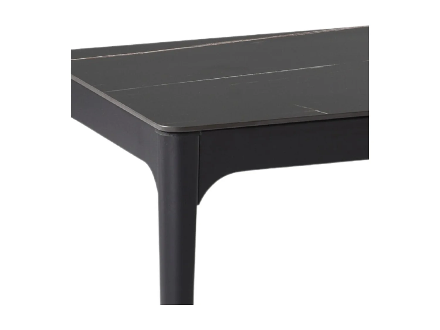 Table basse rectangle plateau MDF placage céramique noir marbré et piètement en acier laqué anthracite - SLEEK