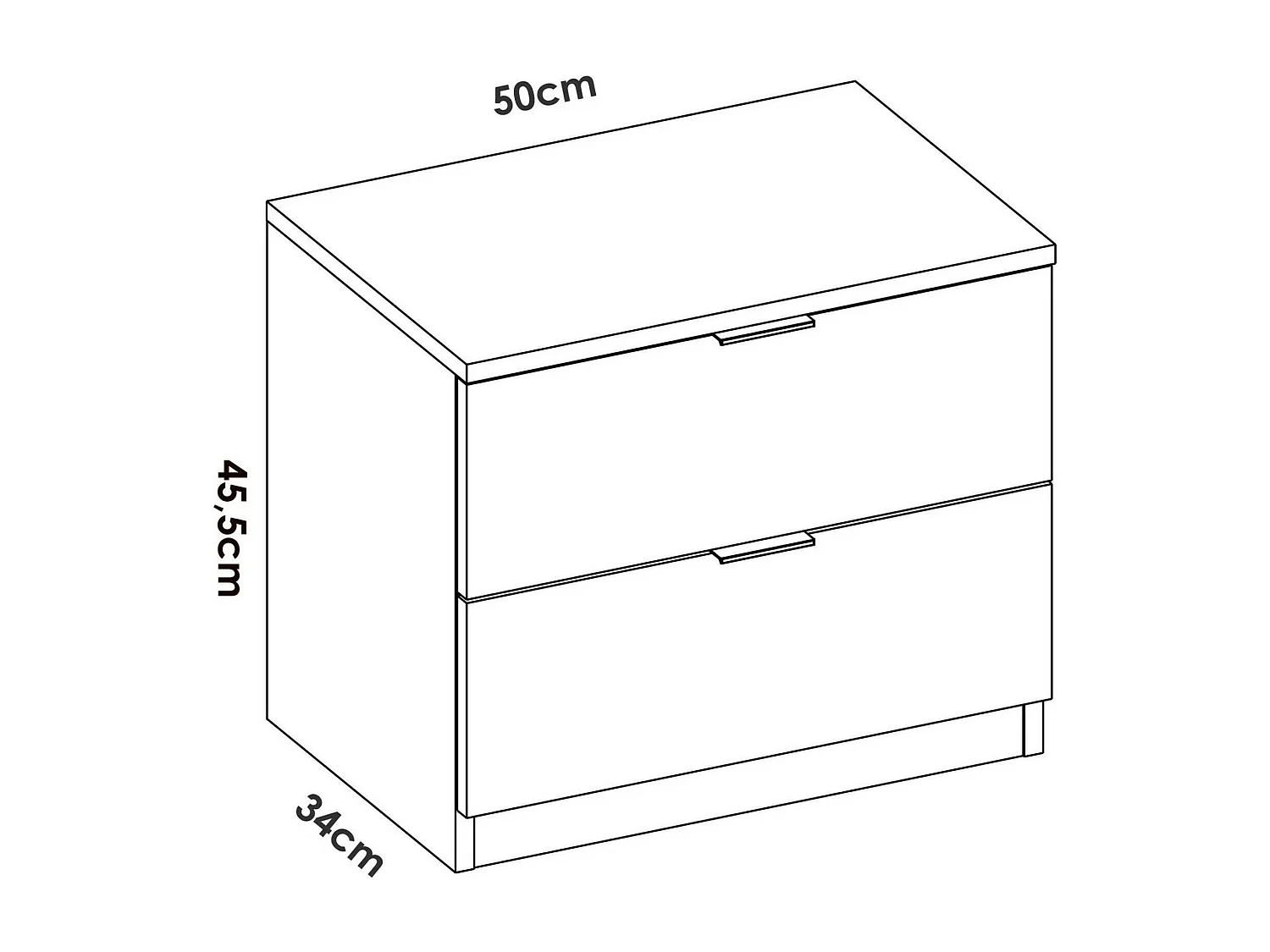 Nachttisch Daber, Niedrige Kommode, Tisch, Multifunktionaler Nachttisch, 50x34 h46 cm, WeiÃŸ