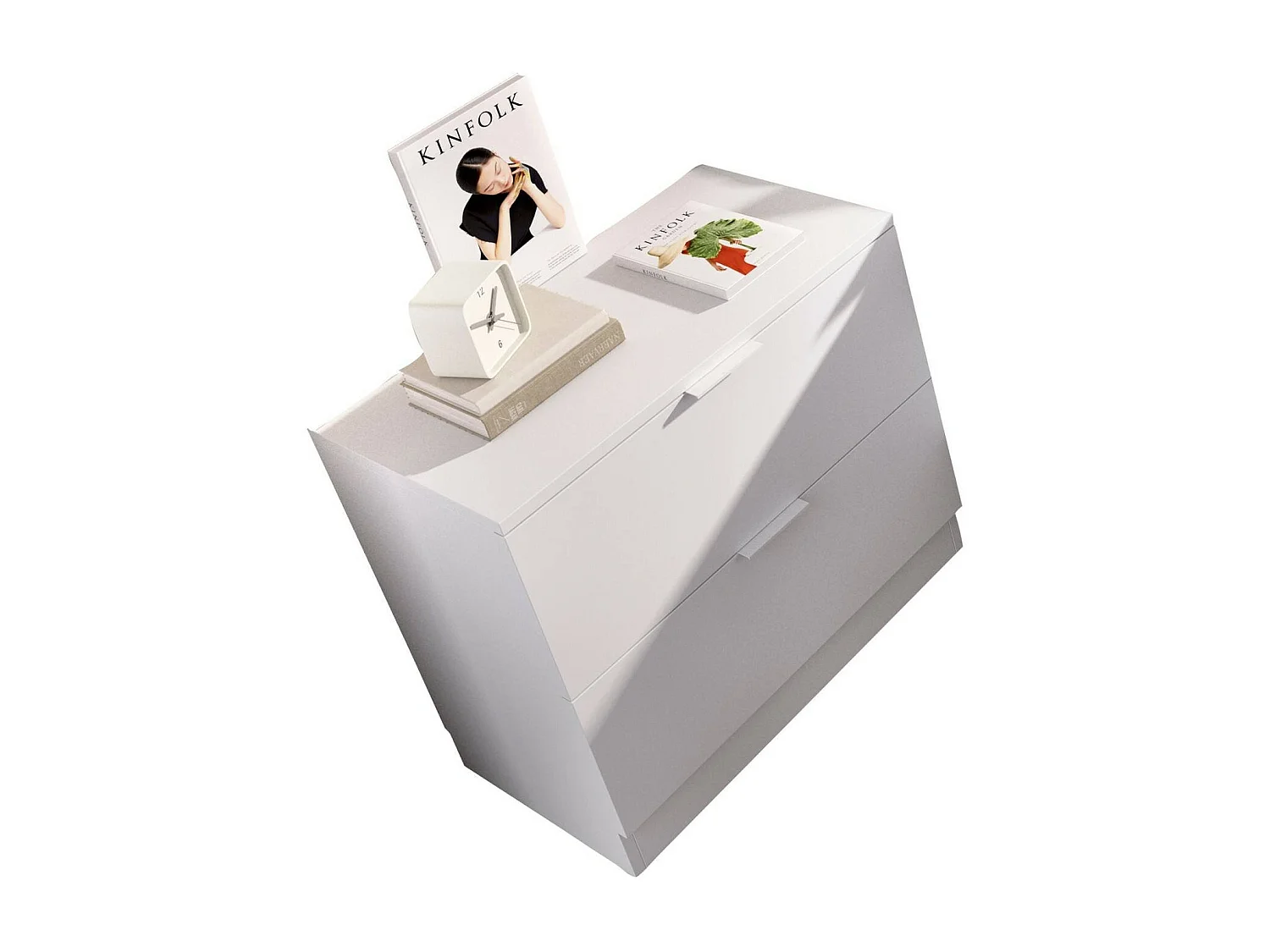 Mesa de cabeceira Daber, Cómoda baixa, Mesa de cabeceira, Prateleira de cama, 50x34 h46 cm, Branco