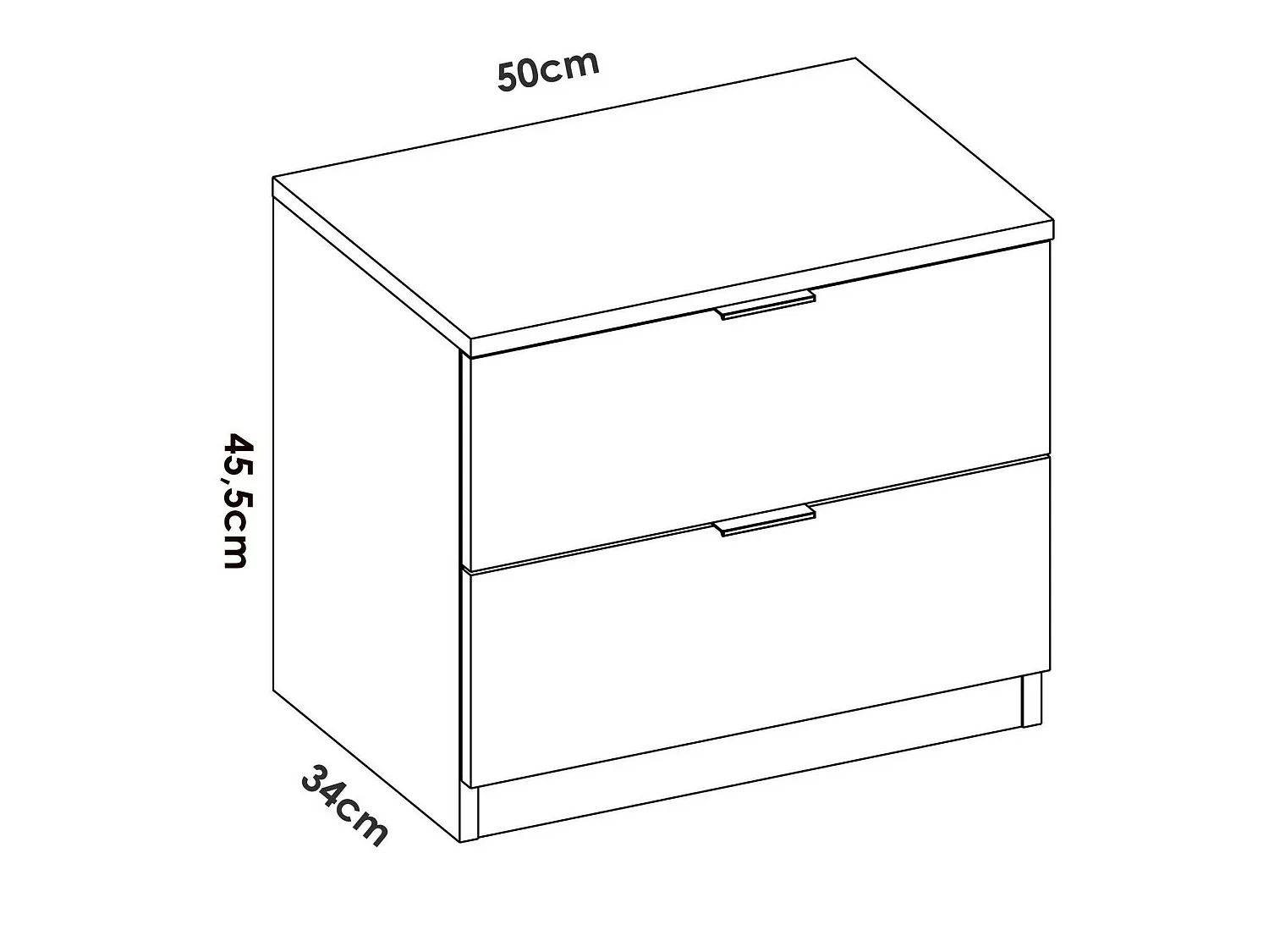 Chevet Daber, Commode basse, Table de nuit, Étagère de chevet, 50x34 h46 cm, Blanc