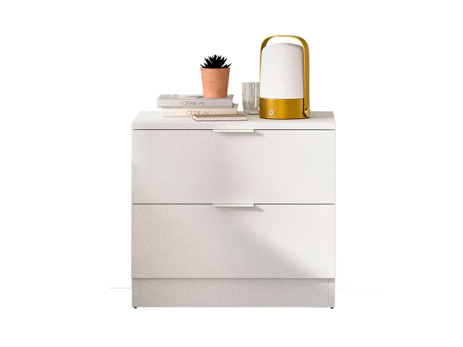 Chevet Daber, Commode basse, Table de nuit, Étagère de chevet, 50x34 h46 cm, Blanc