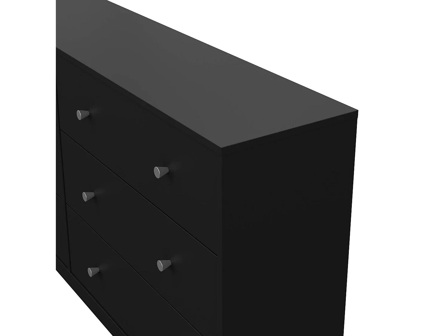Buffet Dsanto, Buffet du salon, Commode de salon, Garde-manger de cuisine, 143x30 h68 cm, Noir