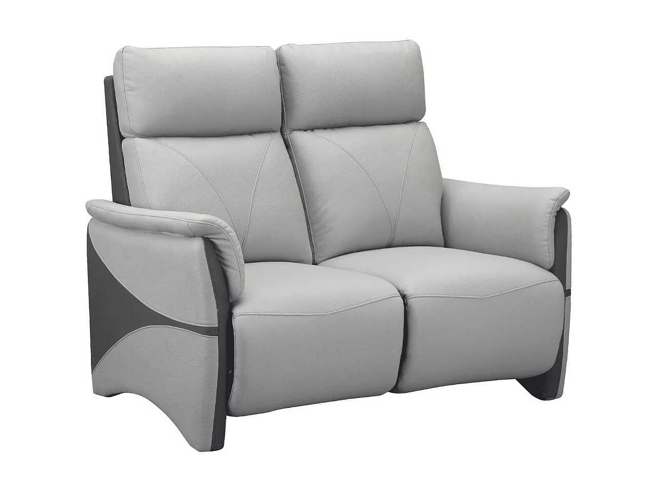 Canapé 2 places fixe tissu micro peau bicolore gris - SYMPHONY