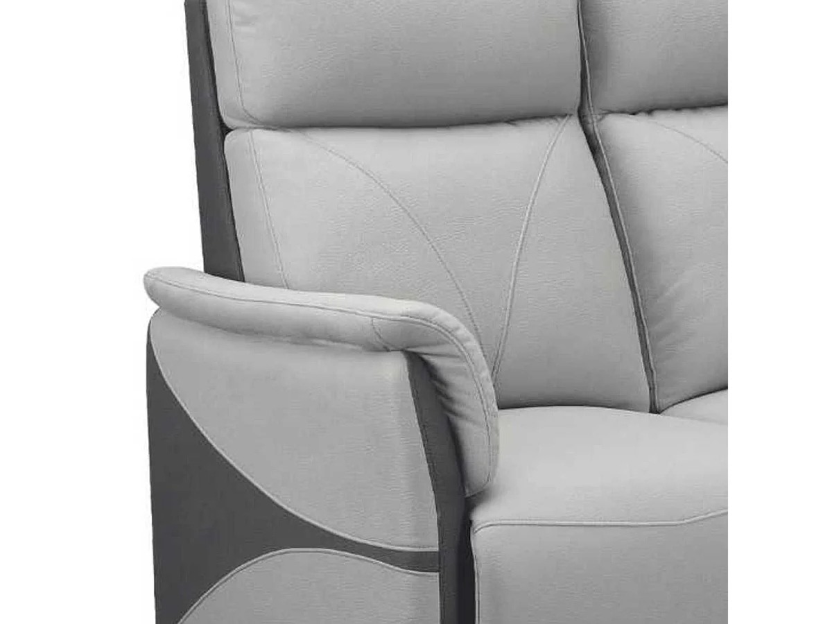 Canapé 2 places fixe tissu micro peau bicolore gris - SYMPHONY