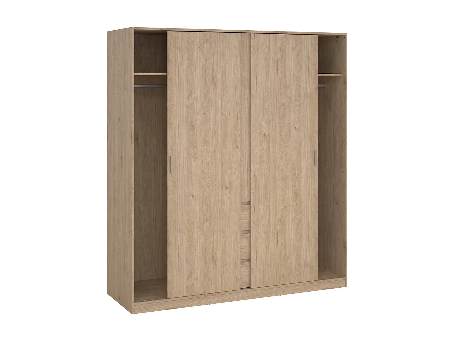 Garde-robe 3 portes Dveretou, Meubles de chambre, Penderie de plain-pied, Placard à vêtements, 177x60 h200 cm, Chêne clair