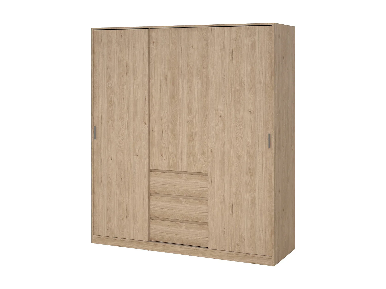 Garde-robe 3 portes Dveretou, Meubles de chambre, Penderie de plain-pied, Placard à vêtements, 177x60 h200 cm, Chêne clair