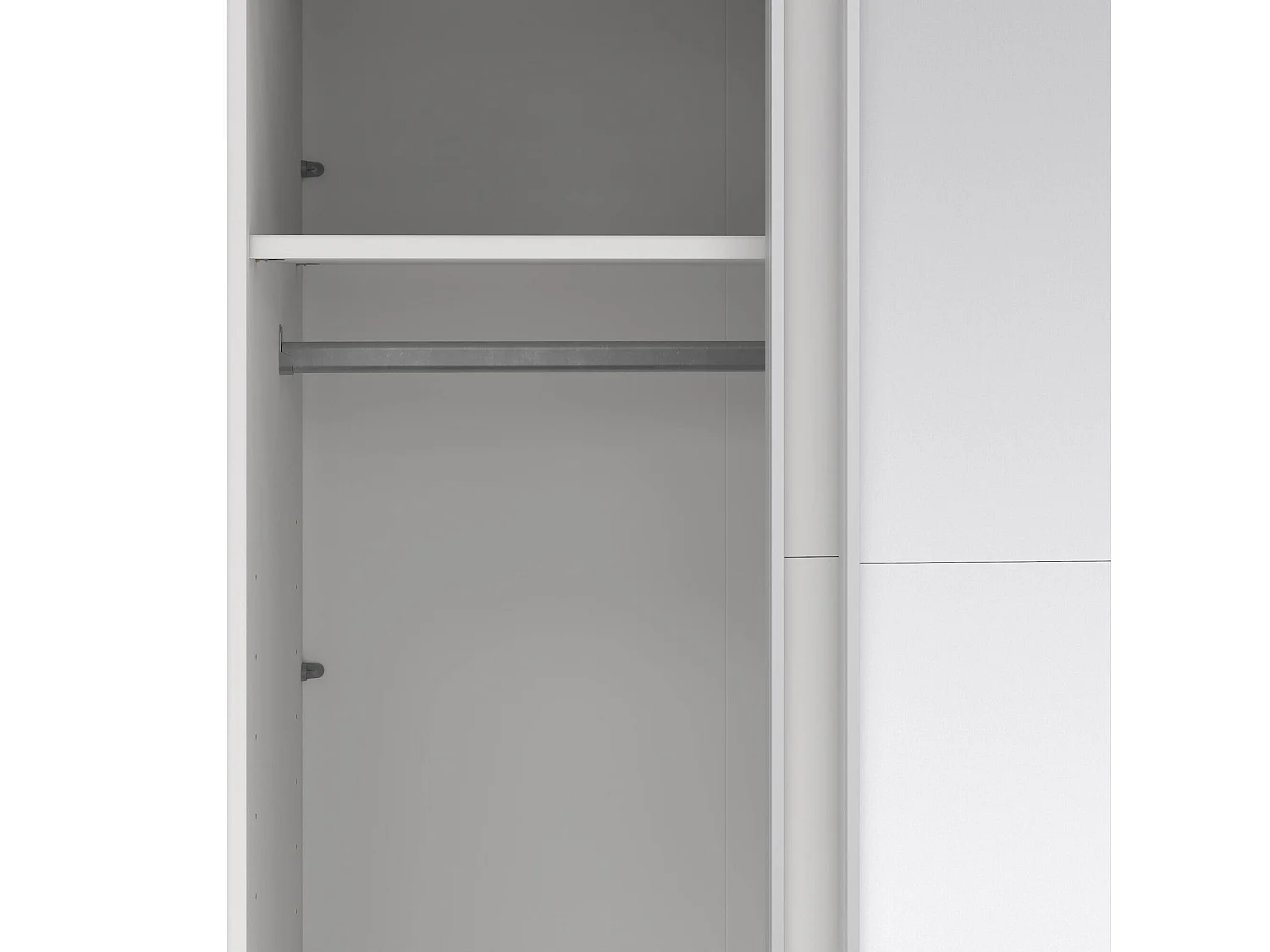 Garde-robe 2 portes Dprovede, Meubles de chambre, Penderie de plain-pied, Placard à vêtements, 179x65 h220 cm, Blanc et Transparent
