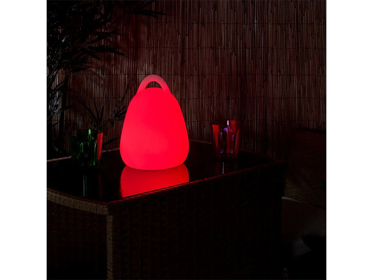 Lampe Sans Fil Blanche Intérieur/Extérieur Poignée Intégrée Eclairage Multicolore avec Télécommande - MALIBU