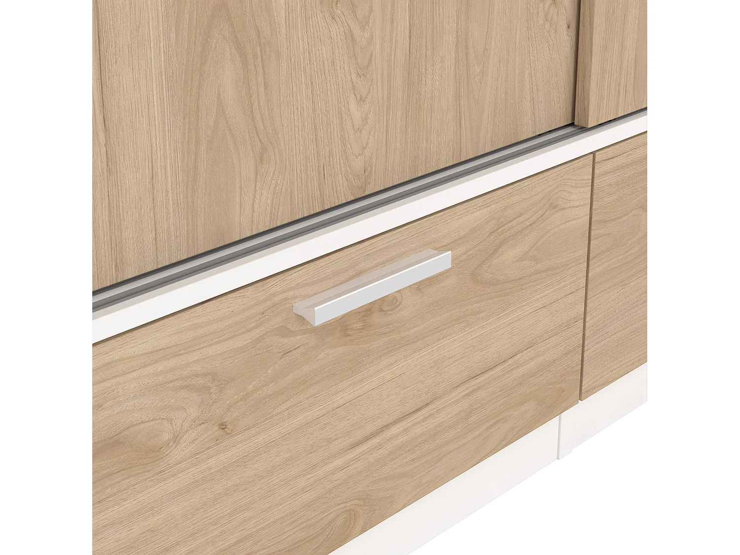 Dschoute 2-deurskast, Slaapkamermeubel, Inloopkast, Kledingkast, 121x60 h200 cm, Wit en Eiken