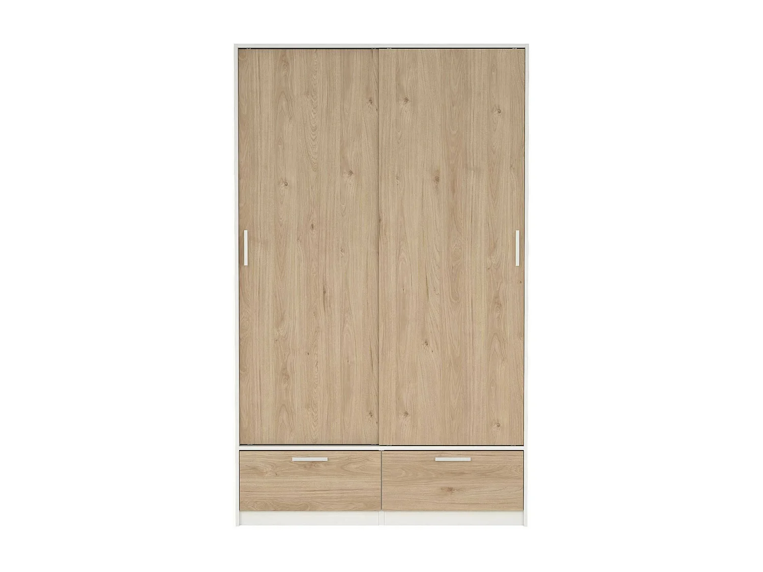 Garde-robe 2 portes Dschoute, Meubles de chambre, Penderie de plain-pied, Placard à vêtements, 121x60 h200 cm, Blanc et Chêne clair