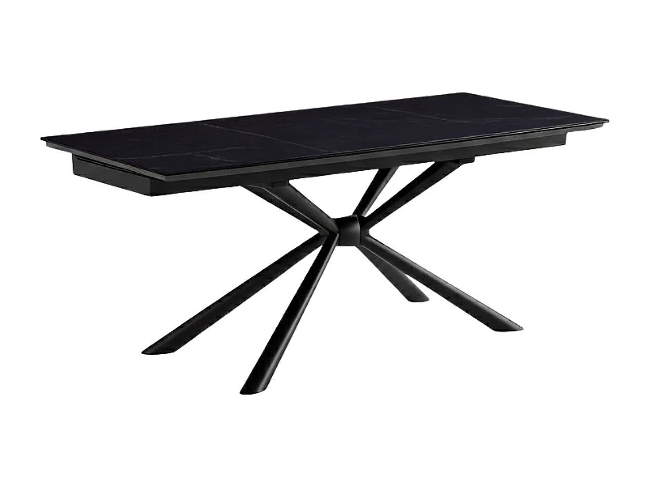 Table repas 180x90cm allongeable plateau céramique finition marbre pied étoile anthracite - ECLIPSE