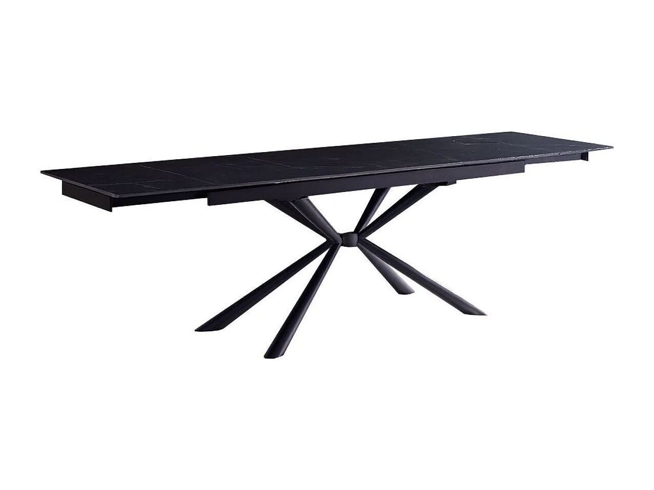 Table repas 180x90cm allongeable plateau céramique finition marbre pied étoile anthracite - ECLIPSE