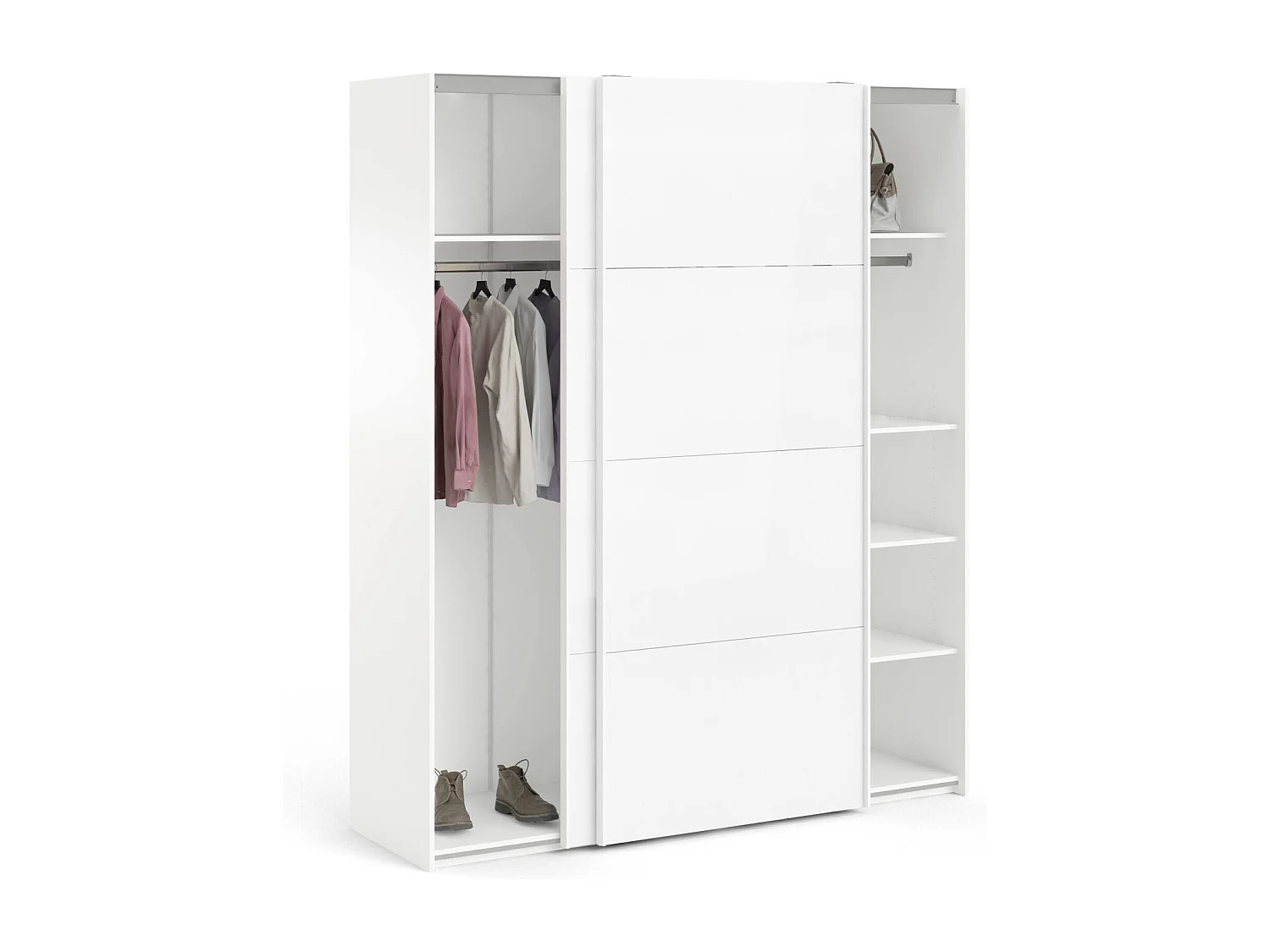 Garde-robe 2 portes Dvergan, Meubles de chambre, Penderie de plain-pied, Placard à vêtements, 182x62 h220 cm, Blanc