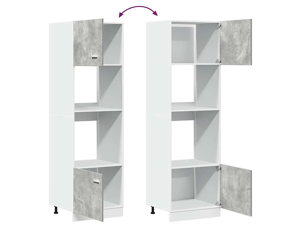 Magnetronkast Lyon 60x57x207 cm bewerkt hout betongrijs