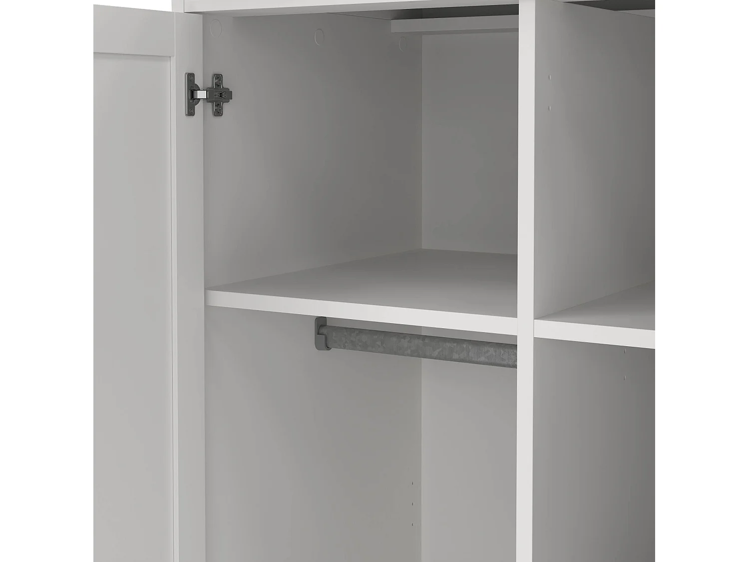 Garde-robe 2 portes Dschen, Meubles de chambre, Penderie de plain-pied, Placard à vêtements, 96x61 h201 cm, Blanc