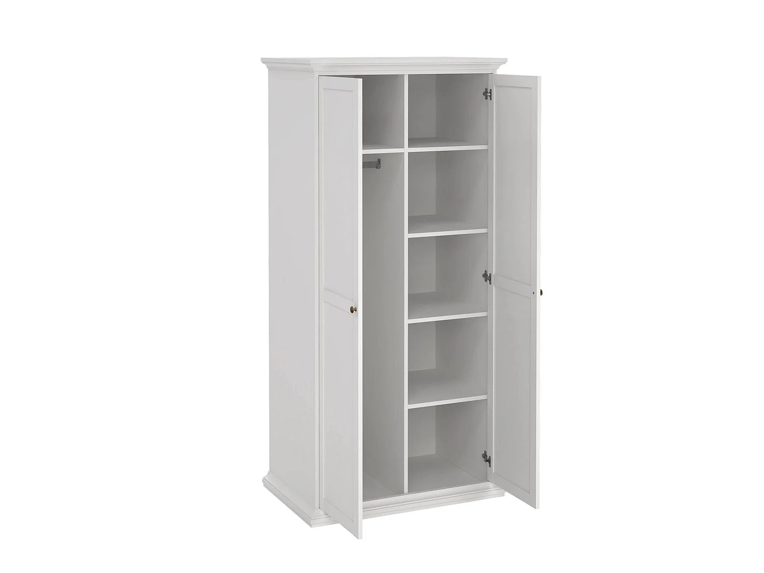 Guardaroba 2 Ante Albiolo, Appendiabiti, 60.5x200.56h cm Bianco, Armadio Camera da Letto