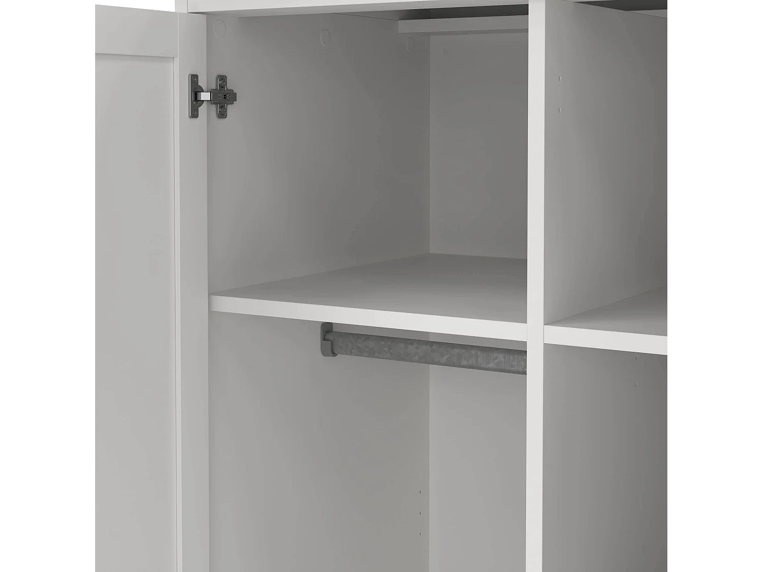 Guardaroba 2 Ante Albiolo, Appendiabiti, 60.5x200.56h cm Bianco, Armadio Camera da Letto