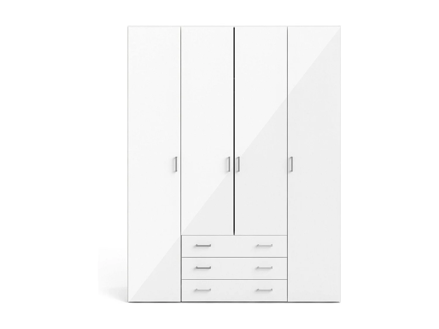 GroÃŸer Kleiderschrank Dseren, Schlafzimmermöbel, Schrank, Garderobe, 154x50 h200 cm, Glänzendes WeiÃŸ