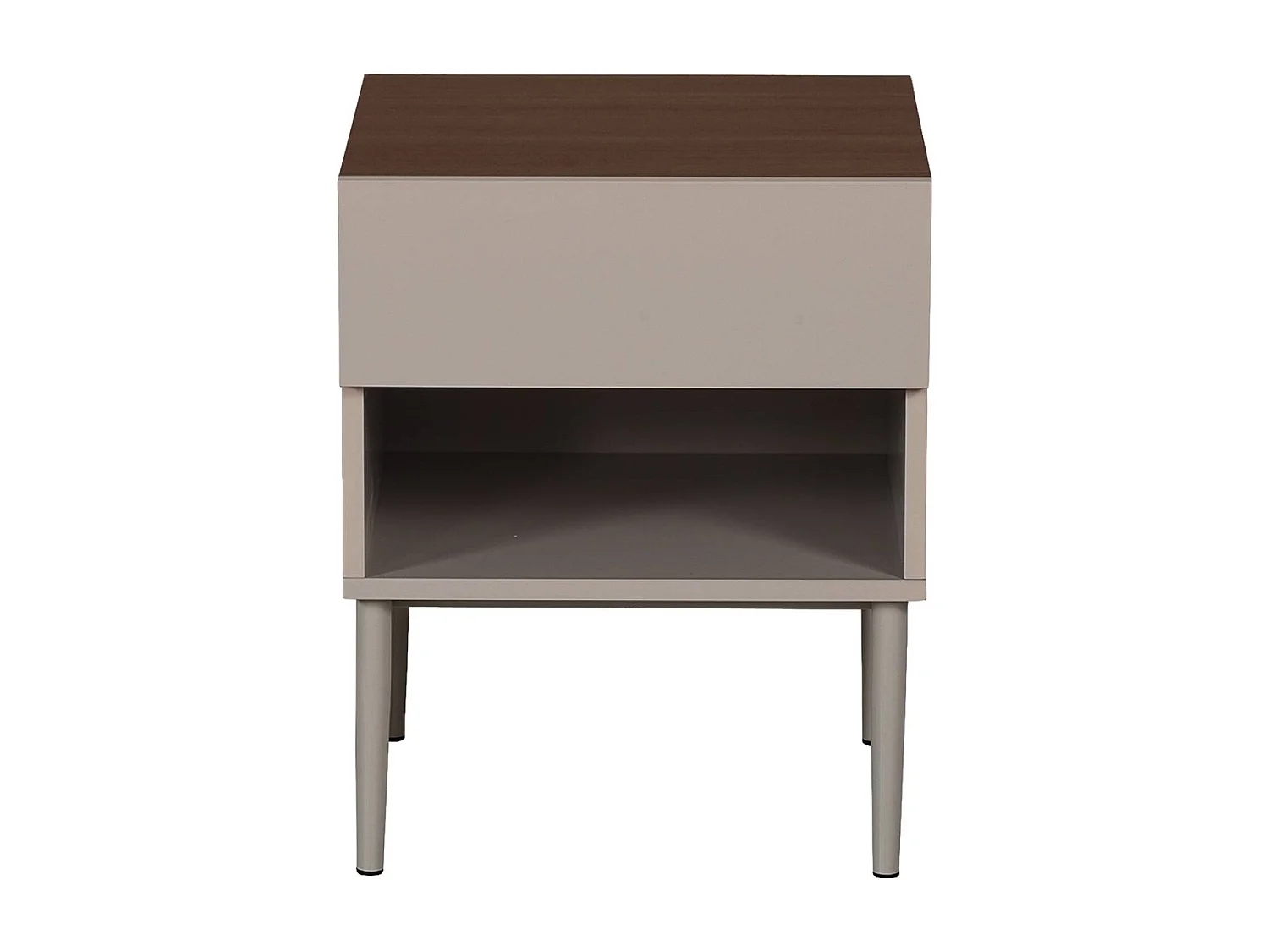 Lot de deux tables de chevet métal et décor bois 1 porte 1 niche gris et noyer - Ashton