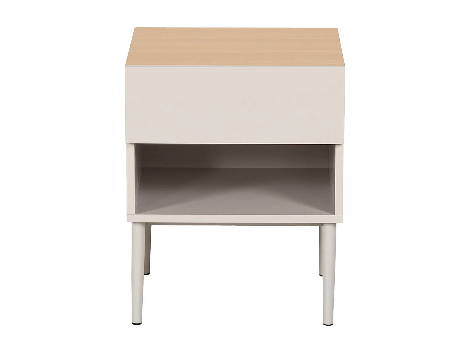 Lot de deux tables de chevet métal et décor bois 1 porte 1 niche beige et naturel - Ashton