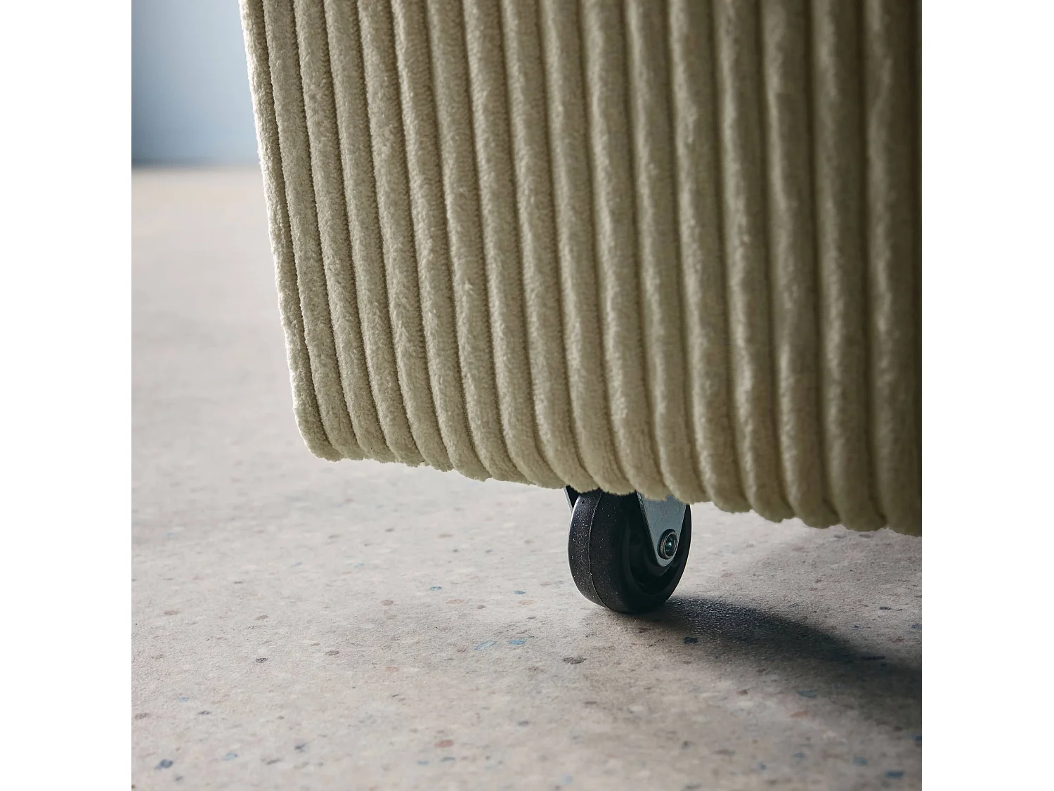 Divano letto arrotondato in velluto a coste, 2 posti, grigio chiaro