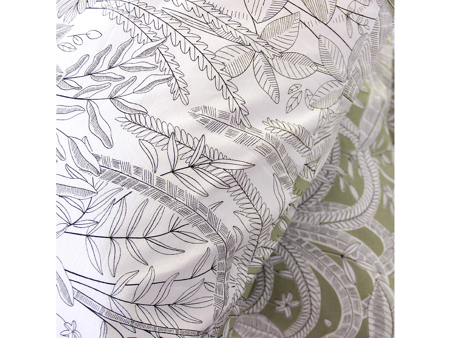 Juego de cama reversible con estampado vegetal, 2 plazas