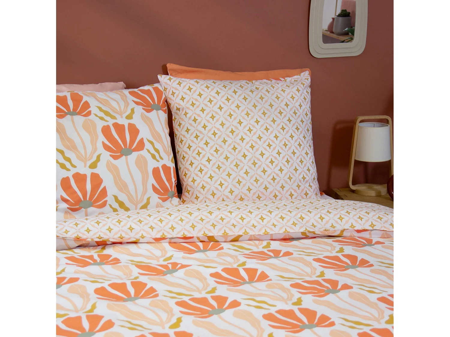 Juego de cama reversible con estampado floral, 2 plazas