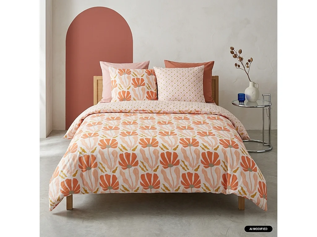 Juego de cama reversible con estampado floral, 2 plazas