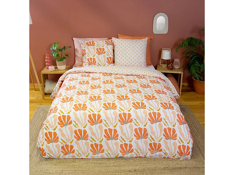 Juego de cama reversible con estampado floral, 2 plazas
