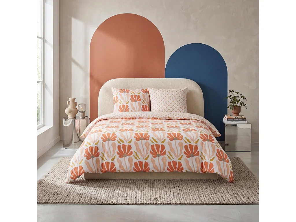 Juego de cama reversible con estampado floral, 2 plazas