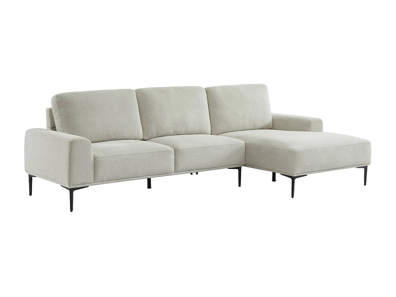 Canapé 3 places blanc crème angle à droite et structure / piètement métal noir