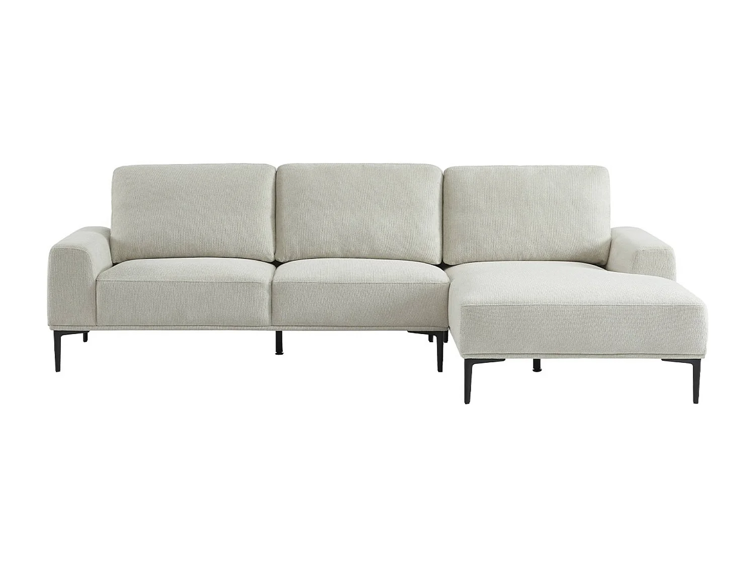 Canapé 3 places blanc crème angle à droite et structure / piètement métal noir