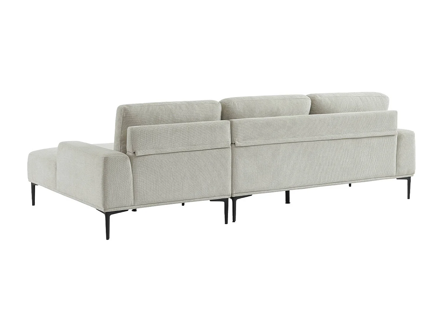 Sofá de tela y metal con esquina derecha, 3 plazas crema