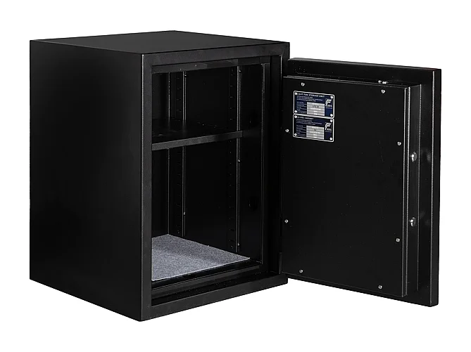 Coffre-fort S2 à clé en acier noir - anti-effraction et feu - L44 x l43,5 x H58 cm - 46L - MIRILO