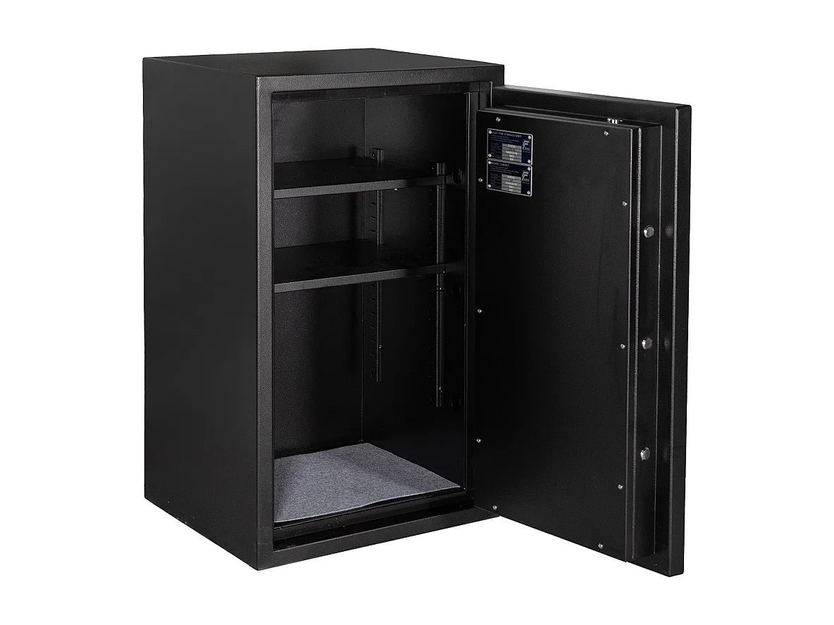 Coffre-fort S2 à clé en acier noir - anti-effraction et feu - L48 x l43,5 x H83 cm - 78L - MIRILO