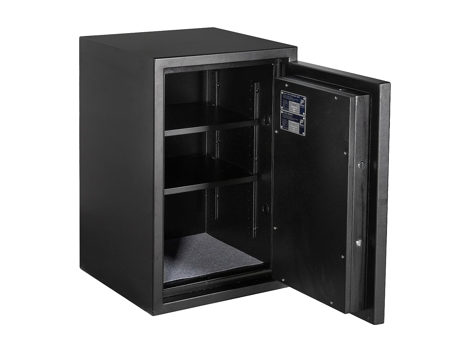 Coffre-fort S2 à clé en acier noir - anti-effraction et feu - L44 x l43,5 x H69 cm - 56,5L - MIRILO