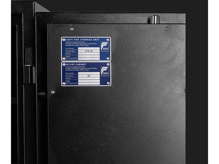 Coffre-fort S2 à clé en acier noir - anti-effraction et feu - L44 x l43,5 x H69 cm - 56,5L - MIRILO