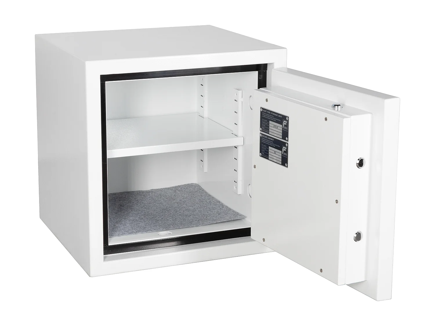 Coffre-fort S2 à code en acier blanc - anti-effraction et feu -  L44 x l43,5 x H45 cm - 33L - PALKANA