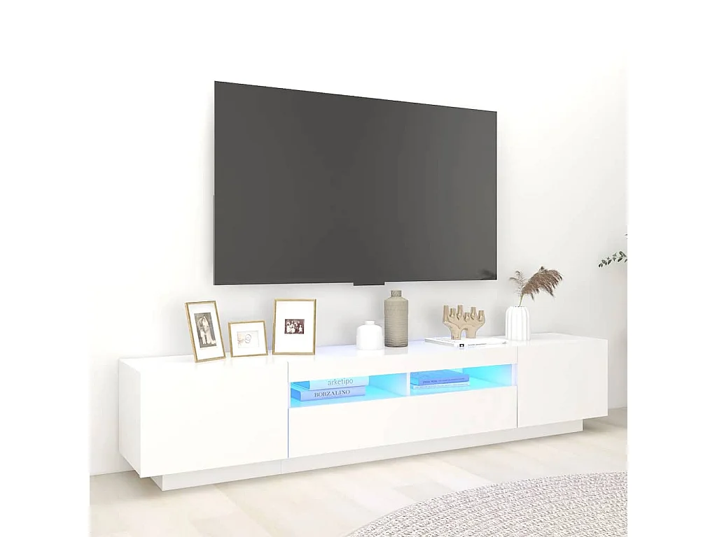 Mueble para TV con luces LED blanco 200x35x40 cm