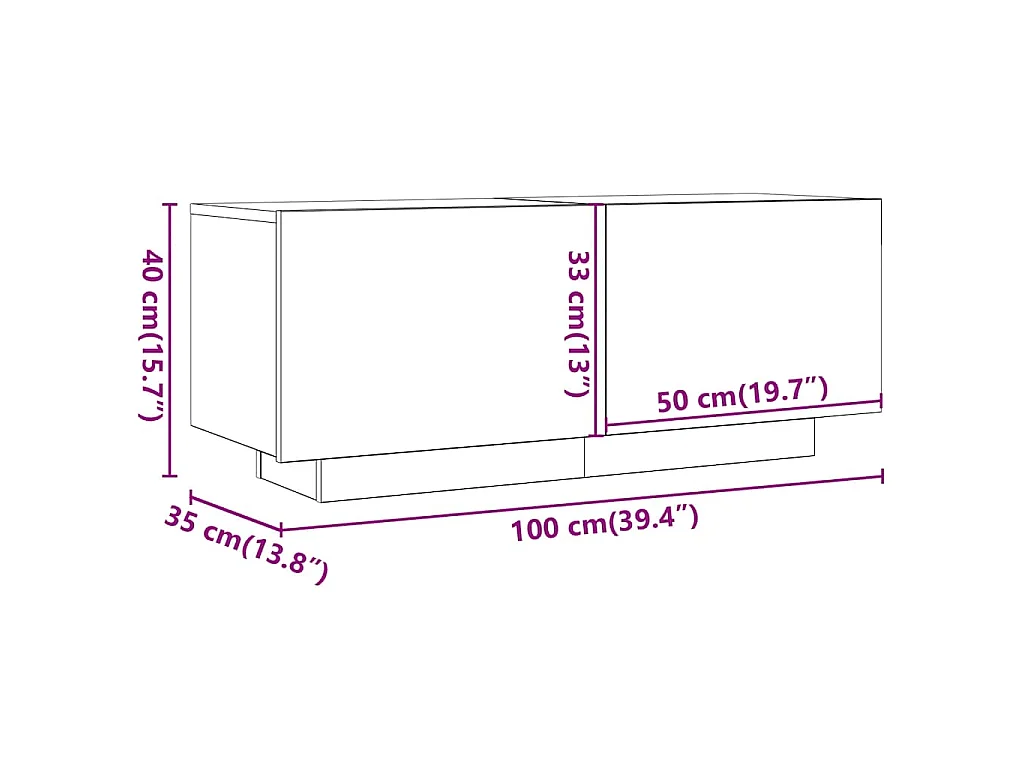 Mueble para TV con luces LED blanco 200x35x40 cm