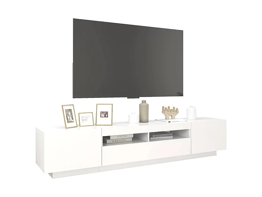 Meuble TV avec lumières LED Blanc 200x35x40 cm
