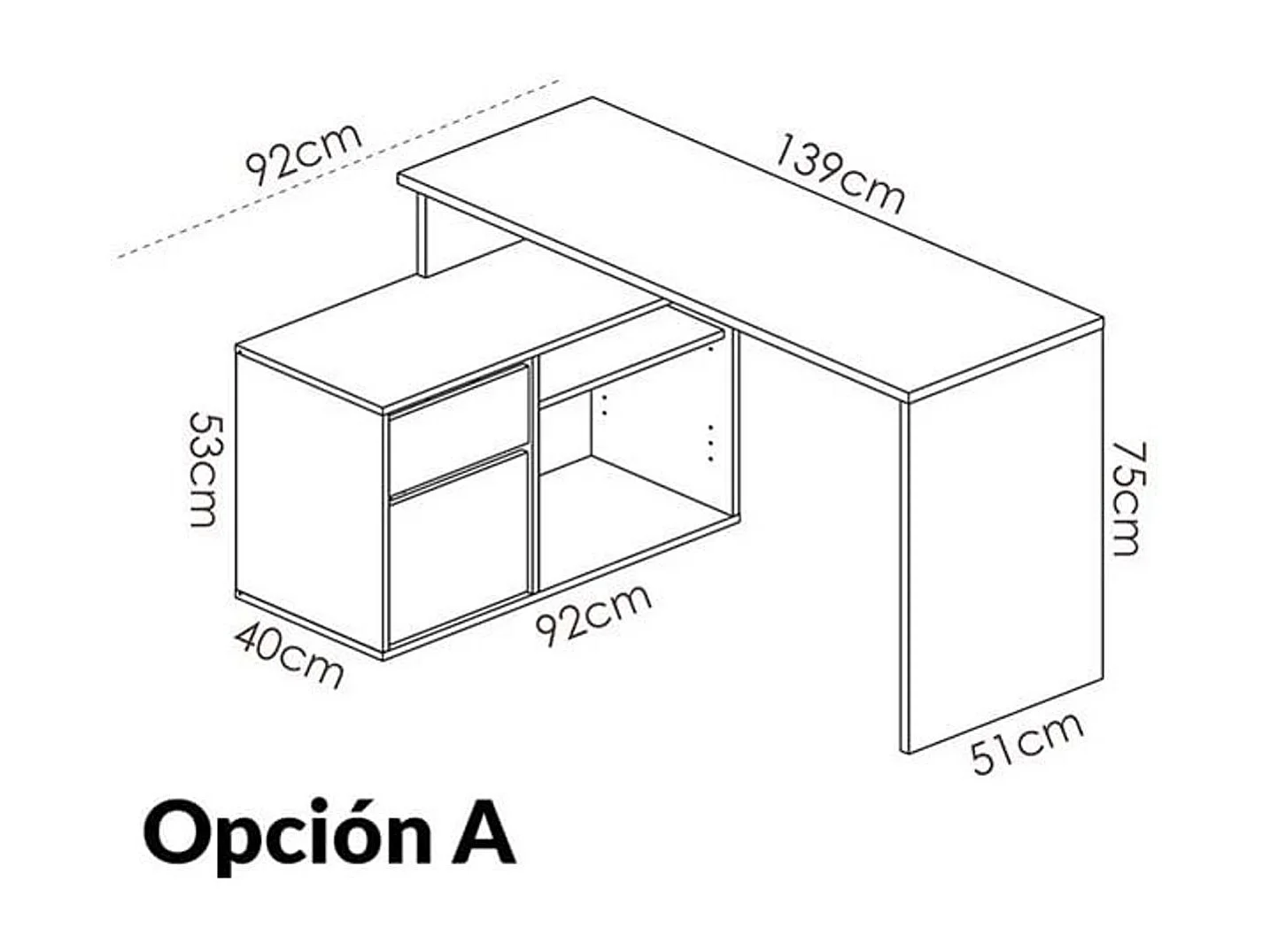 Escritorio Rox 2 opciones de montaje blanco