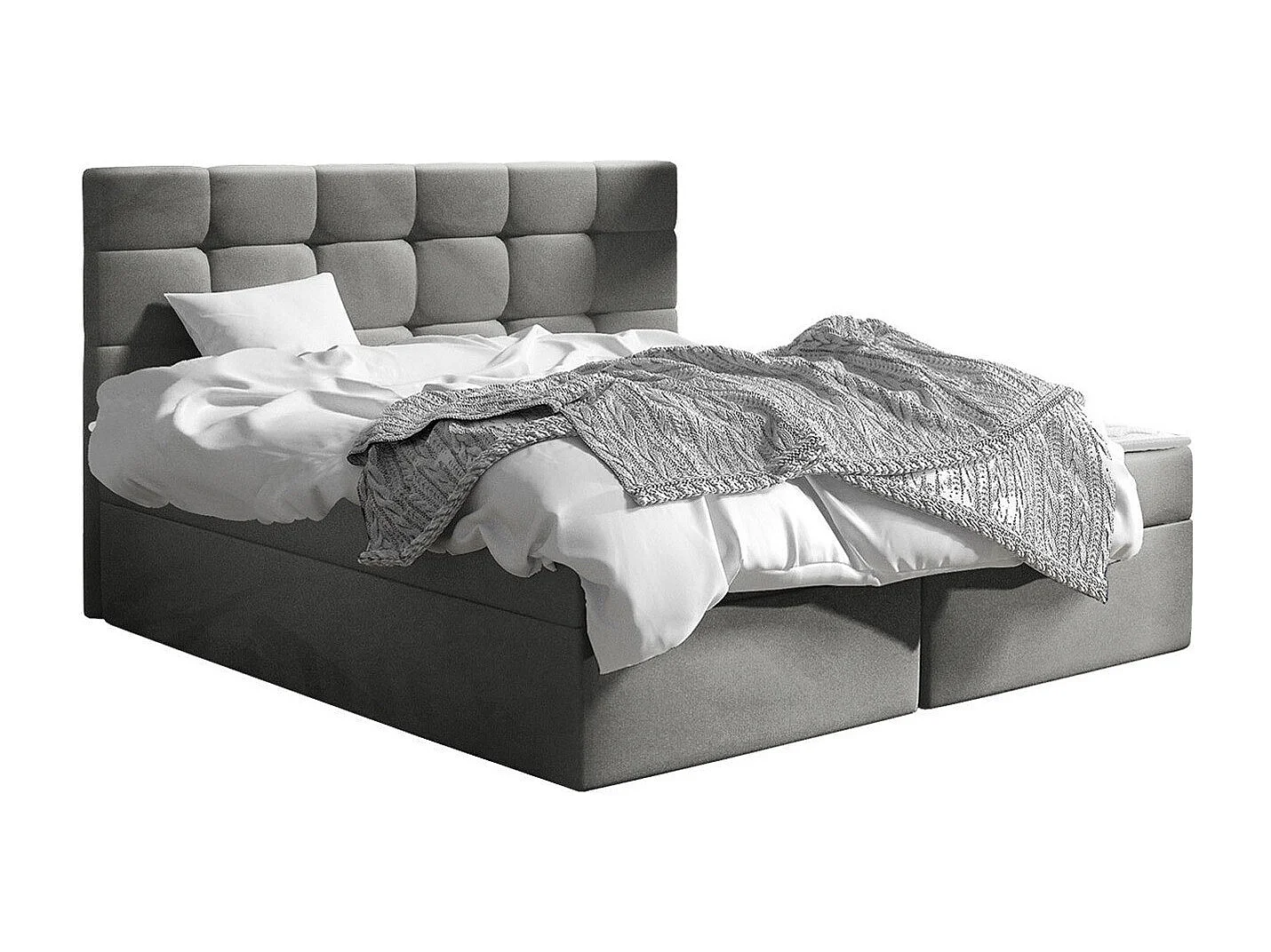 Lit continental Comfivo 196, Continental, Double, Gris, 160x200, Tissu, Disponible, 163cm