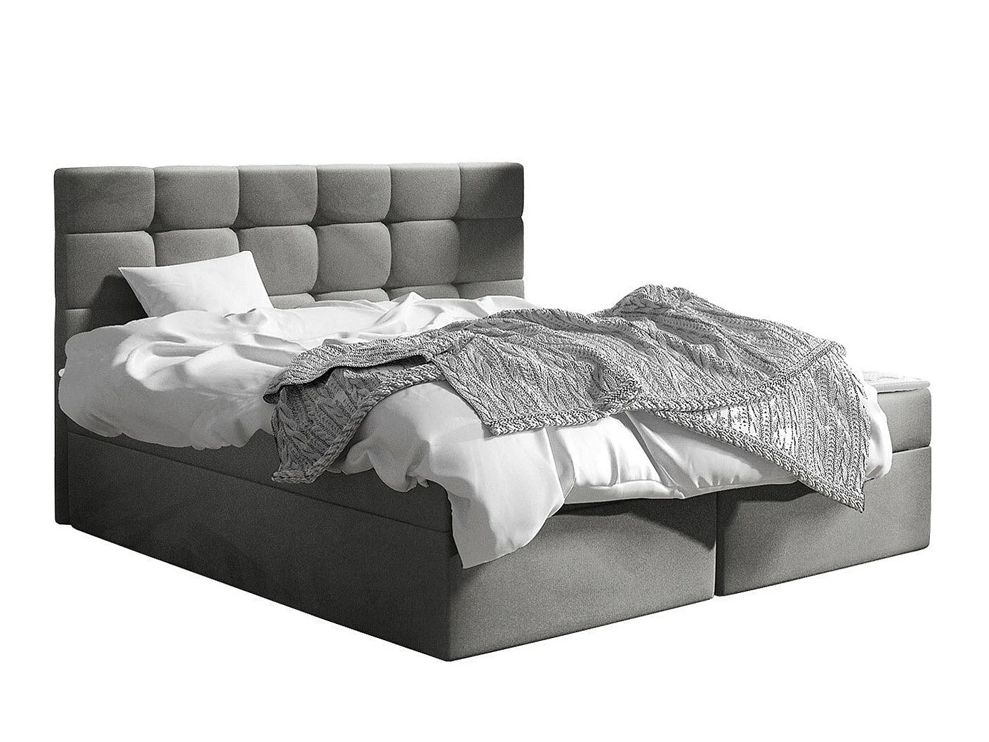 Cama continental Comfivo Osculum I, Doble, Gris oscuro, Tapiz