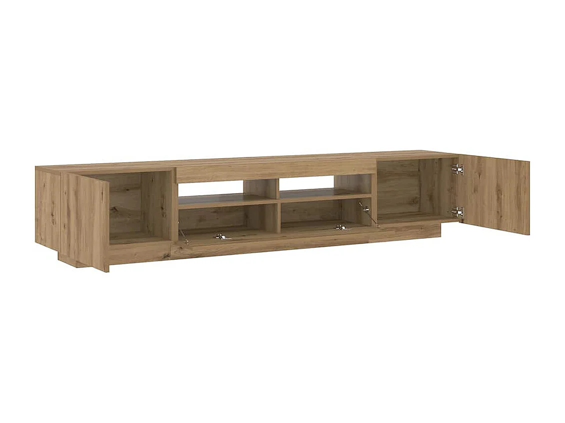 Mueble de TV luces LED madera roble artisan 200x35x40 cm