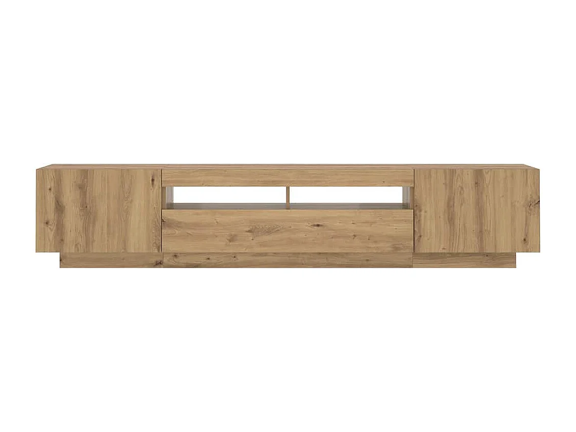 Mueble de TV luces LED madera roble artisan 200x35x40 cm